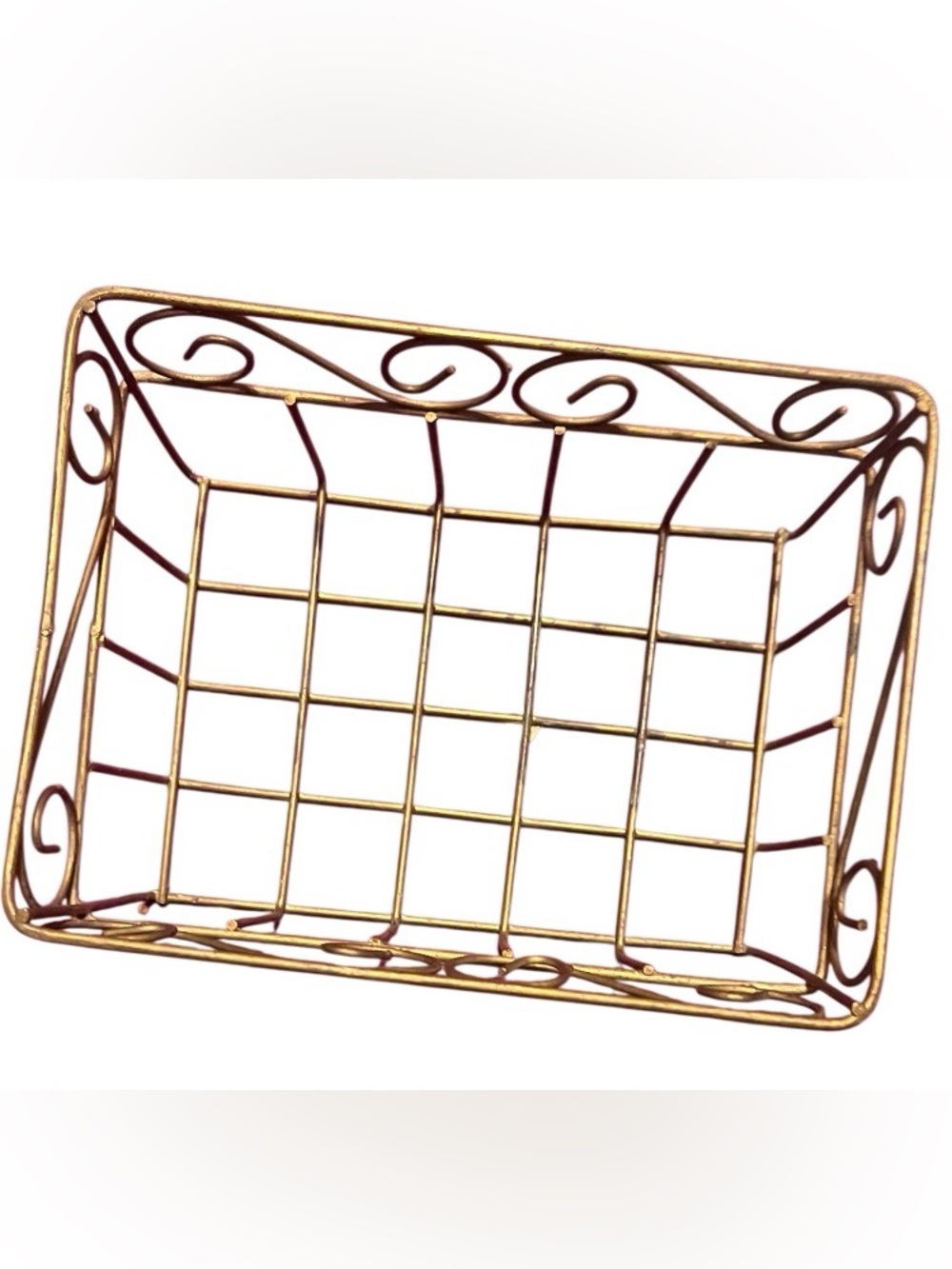 Gold Wire Storage Basket, Metal Gold Storage Basket and Greenery Brand New - Picture 7 of 9